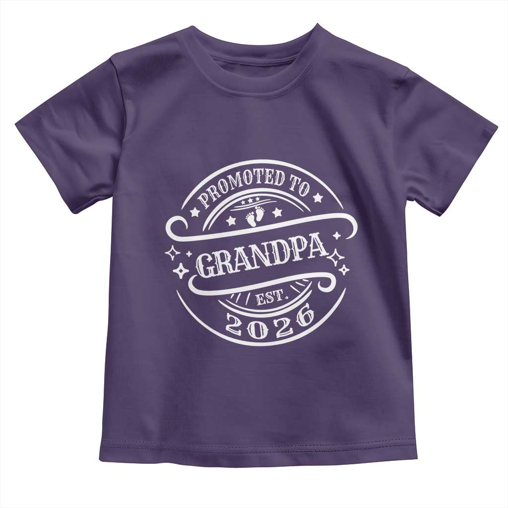 Promoted To Grandpa Est. 2026 Toddler T Shirt Grandparents Baby Announcement Fathers Day TS10 Purple Print Your Wear