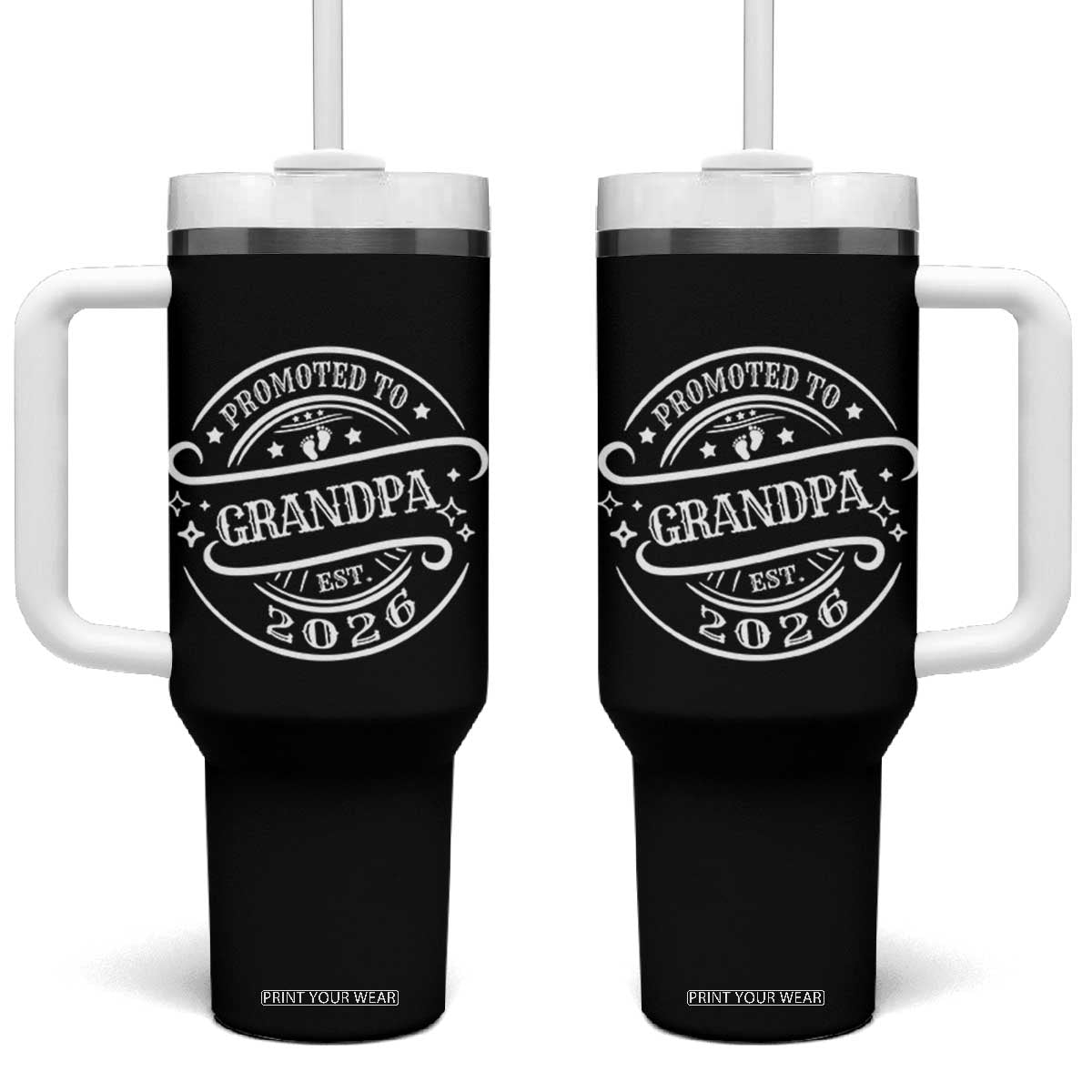 Promoted To Grandpa Est. 2026 Tumbler With Handle Grandparents Baby Announcement Fathers Day TS10 One Size: 40 oz Black Print Your Wear