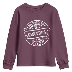 Promoted To Grandpa Est. 2026 Youth Sweatshirt Grandparents Baby Announcement Fathers Day TS10 Maroon Print Your Wear