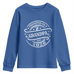 Promoted To Grandpa Est. 2026 Youth Sweatshirt Grandparents Baby Announcement Fathers Day TS10 Royal Blue Print Your Wear