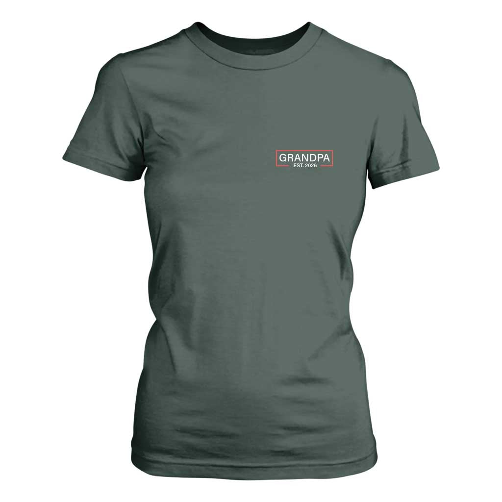Grandpa Est 2026 T Shirt For Women Logo Promoted To Grandpa Paternity Fathers Day TS10 Dark Forest Green Print Your Wear