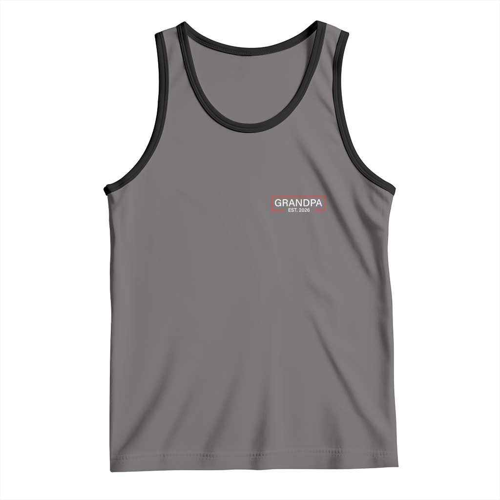 Grandpa Est 2026 Tank Top Logo Promoted To Grandpa Paternity Fathers Day TS10 Deep Heather Black Print Your Wear