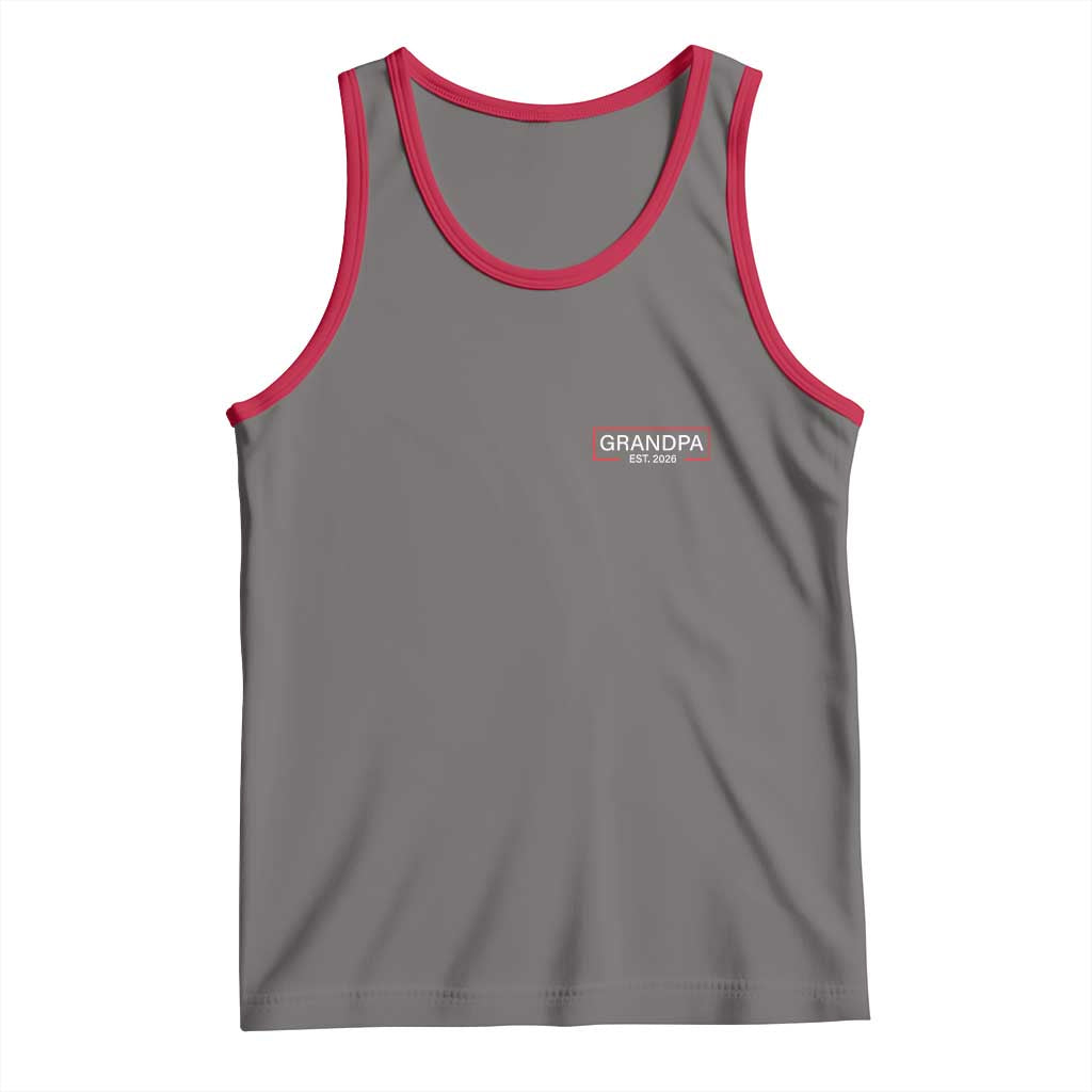 Grandpa Est 2026 Tank Top Logo Promoted To Grandpa Paternity Fathers Day TS10 Deep Heather Red Print Your Wear