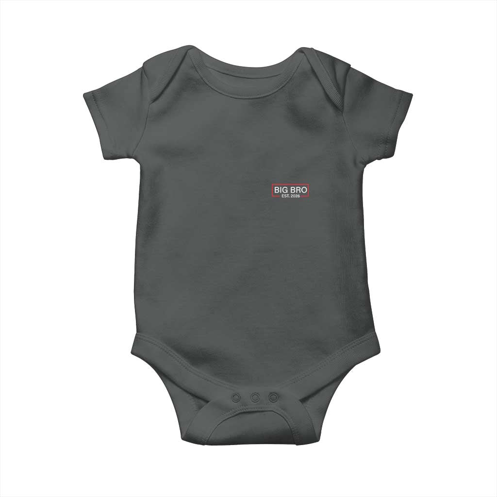 Big Bro Est 2026 Baby Onesie Brother Announcement TS10 Dark Heather Print Your Wear