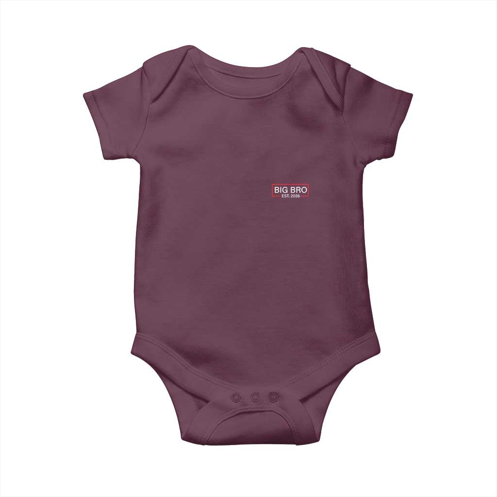 Big Bro Est 2026 Baby Onesie Brother Announcement TS10 Maroon Print Your Wear