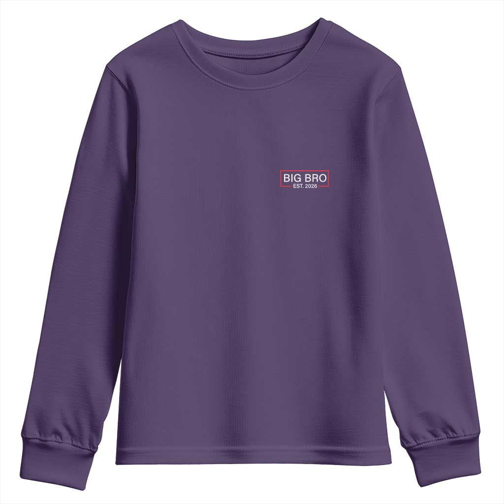 Big Bro Est 2026 Youth Sweatshirt Brother Announcement TS10 Purple Print Your Wear