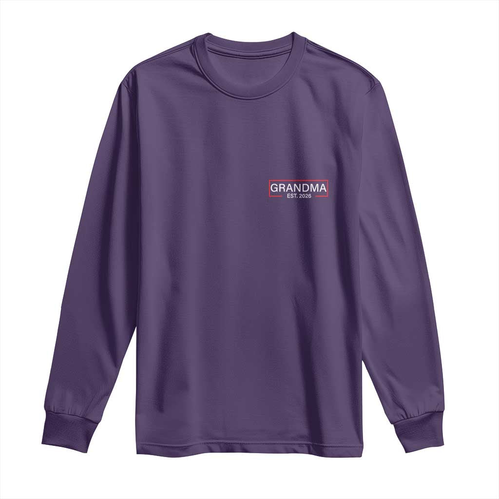 Grandma Est 2026 Long Sleeve Shirt First Mothers Day Grandparents Baby Announcement TS10 Purple Print Your Wear