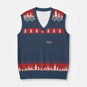 New Dad 2026 V-Neck Knit Sweater Vest First Fathers Day Promoted To Daddy Est 2026 TS10 Navy Red Print Your Wear