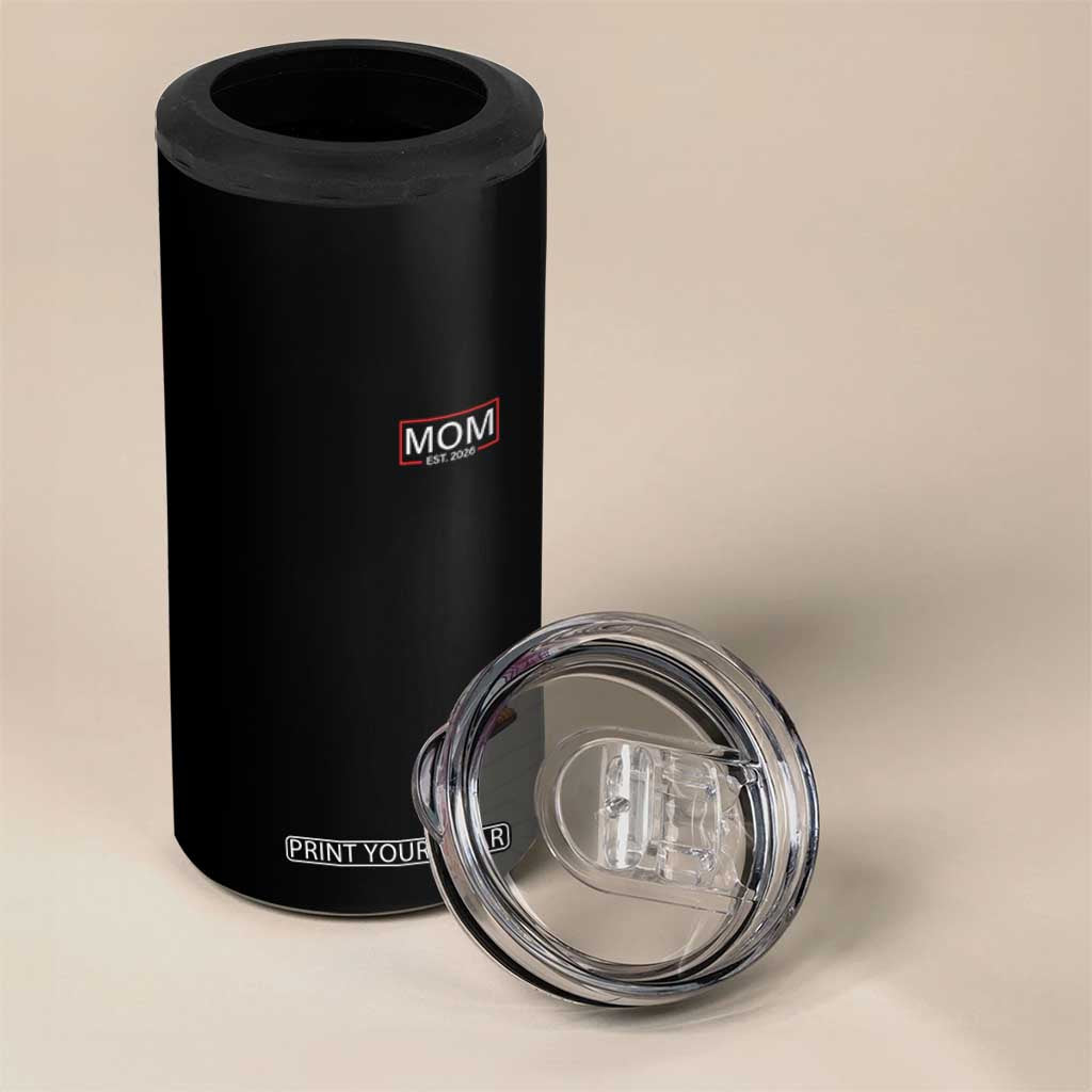 Mom Est 2026 4 in 1 Can Cooler Tumbler New Mama Pregnancy Reveal TS10 Print Your Wear