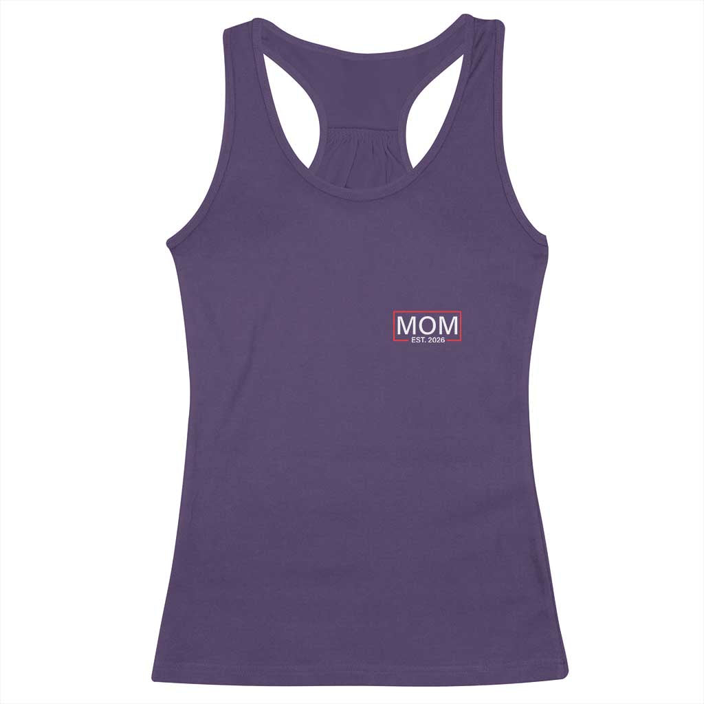 Mom Est 2026 Racerback Tank Top New Mama Pregnancy Reveal TS10 Purple Print Your Wear