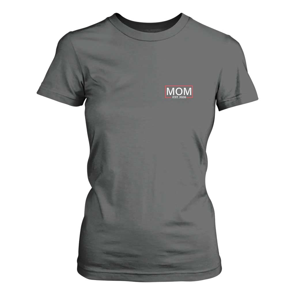 Mom Est 2026 T Shirt For Women New Mama Pregnancy Reveal TS10 Dark Heather Print Your Wear