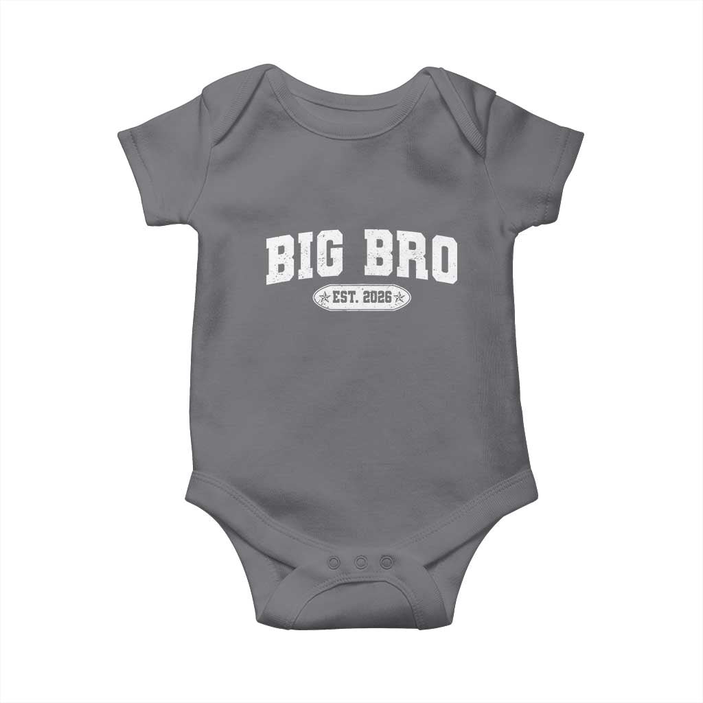 Big Bro Est 2026 Baby Onesie Promoted To Brother Sibling Reveal TS10 Charcoal Print Your Wear