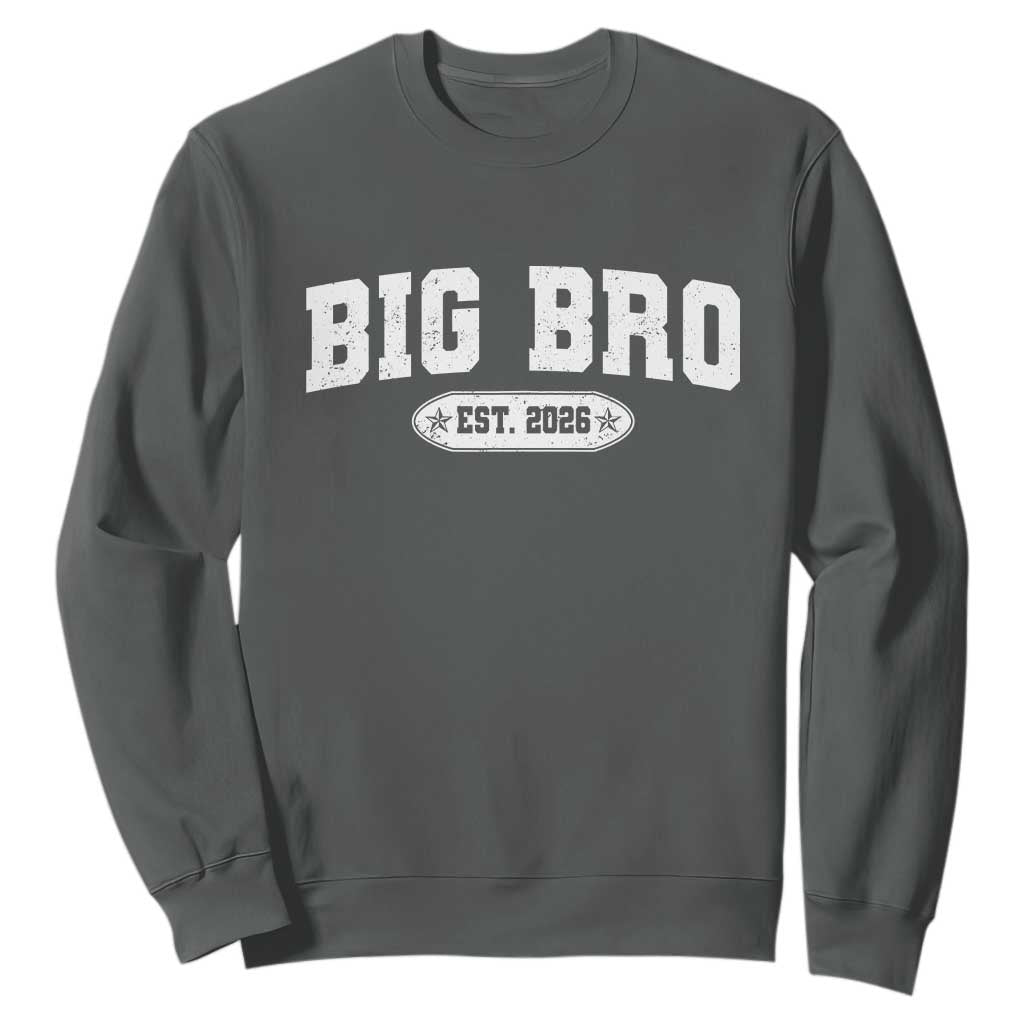 Big Bro Est 2026 Sweatshirt Promoted To Brother Sibling Reveal TS10 Dark Heather Print Your Wear