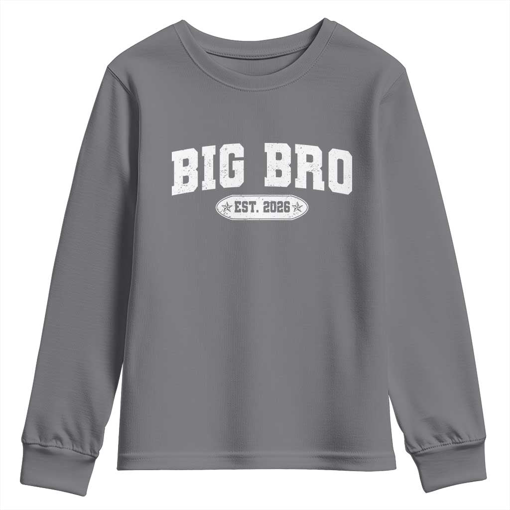 Big Bro Est 2026 Youth Sweatshirt Promoted To Brother Sibling Reveal TS10 Charcoal Print Your Wear