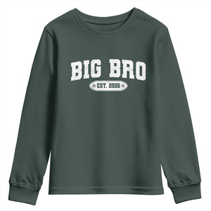 Big Bro Est 2026 Youth Sweatshirt Promoted To Brother Sibling Reveal TS10 Dark Forest Green Print Your Wear