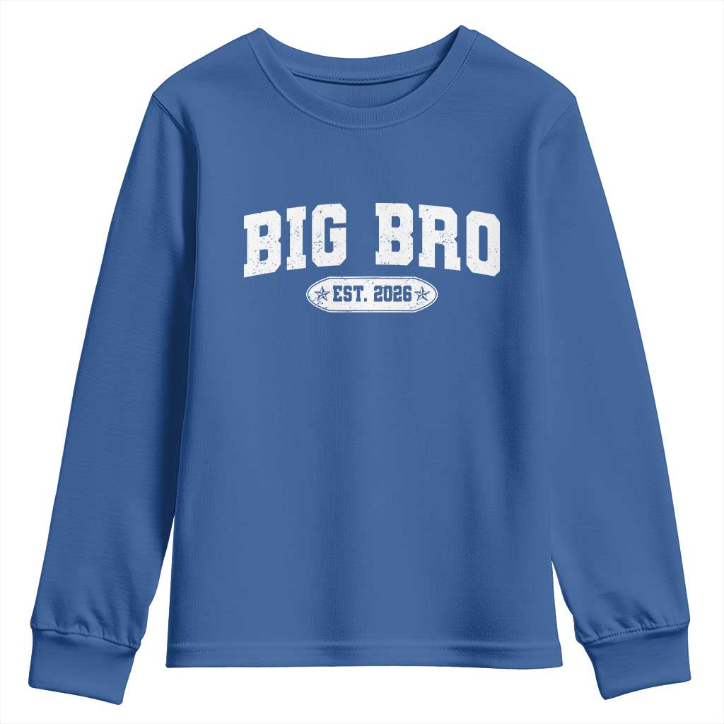 Big Bro Est 2026 Youth Sweatshirt Promoted To Brother Sibling Reveal TS10 Royal Blue Print Your Wear