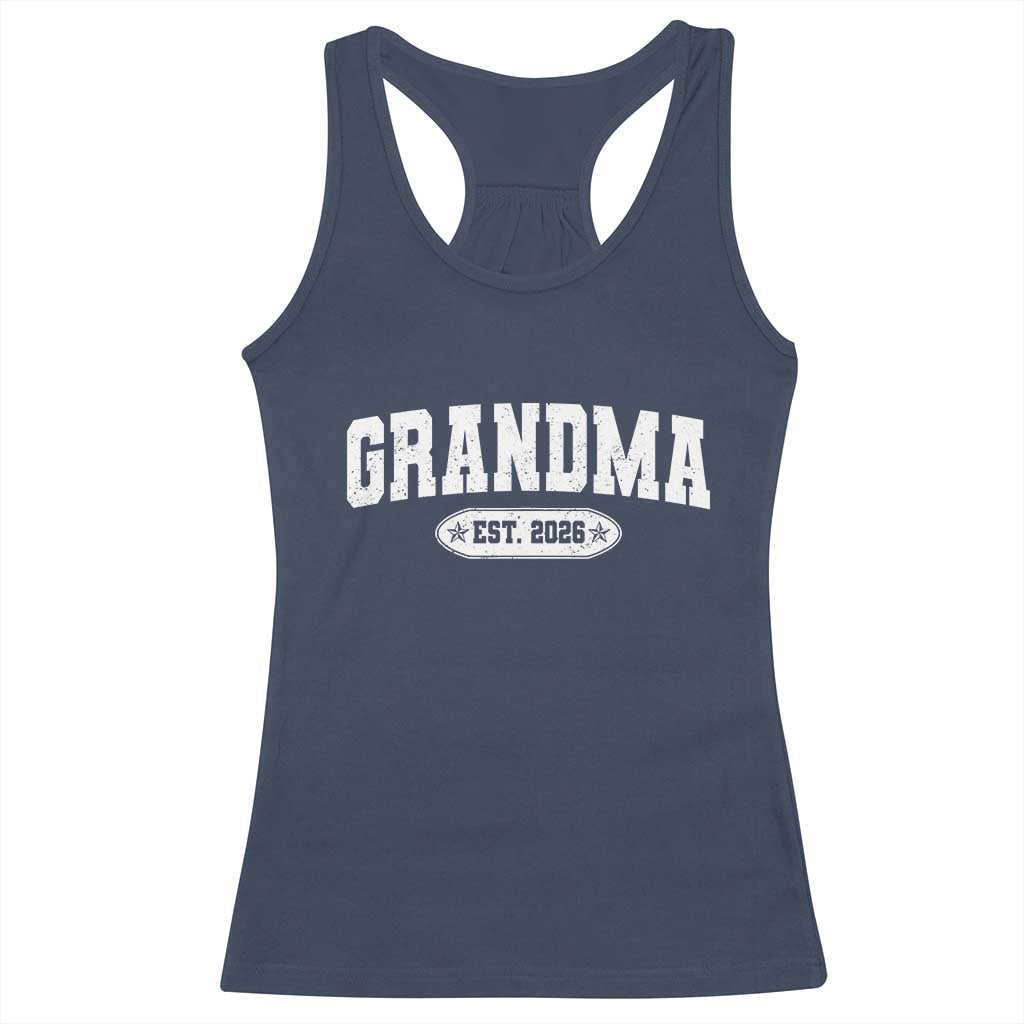 Grandma Est 2026 Racerback Tank Top Promoted To Grandparents Mothers Day TS10 Navy Print Your Wear