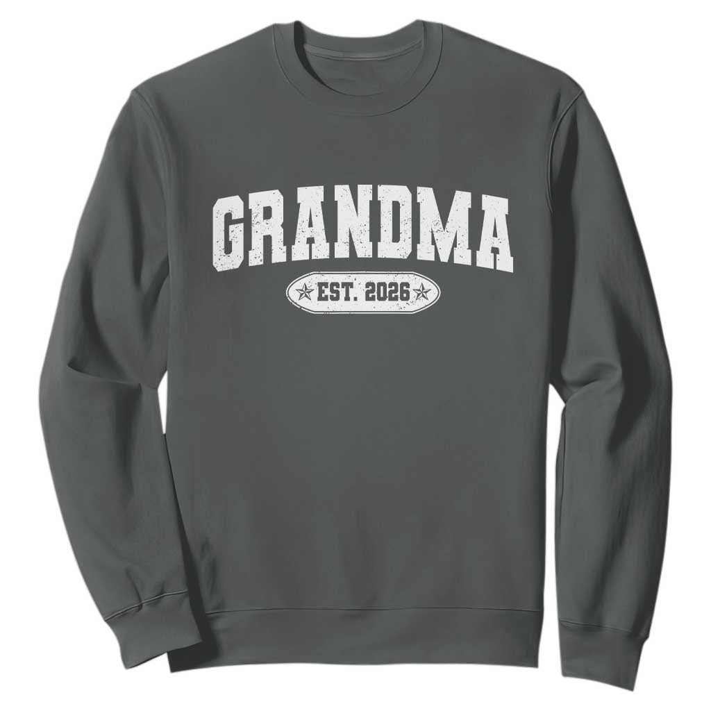 Grandma Est 2026 Sweatshirt Promoted To Grandparents Mothers Day TS10 Dark Heather Print Your Wear