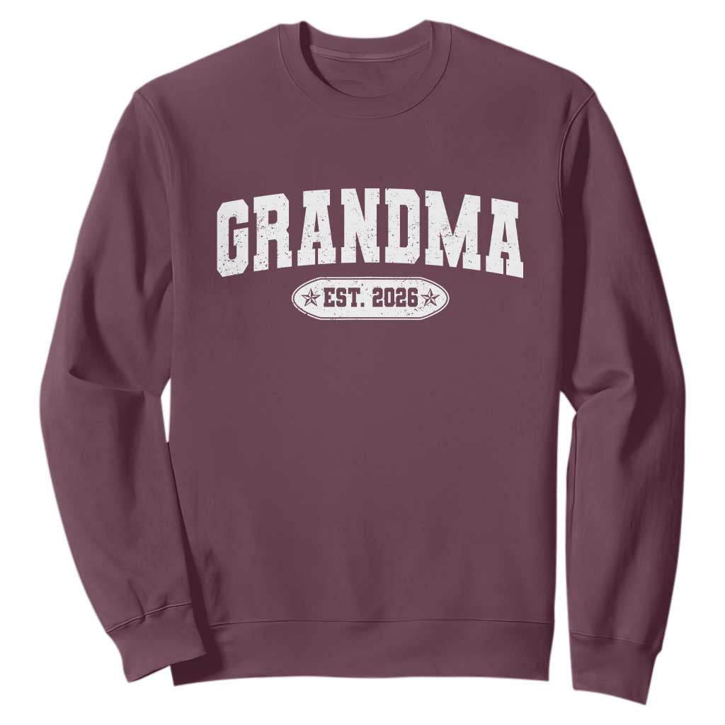 Grandma Est 2026 Sweatshirt Promoted To Grandparents Mothers Day TS10 Maroon Print Your Wear