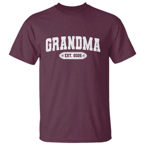 Grandma Est 2026 T Shirt Promoted To Grandparents Mothers Day TS10 Maroon Print Your Wear