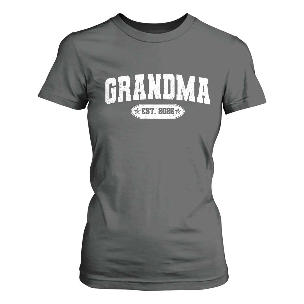 Grandma Est 2026 T Shirt For Women Promoted To Grandparents Mothers Day TS10 Dark Heather Print Your Wear