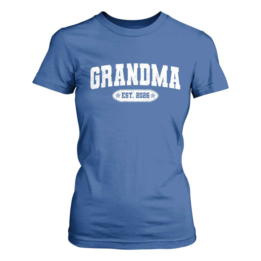 Grandma Est 2026 T Shirt For Women Promoted To Grandparents Mothers Day TS10 Royal Blue Print Your Wear