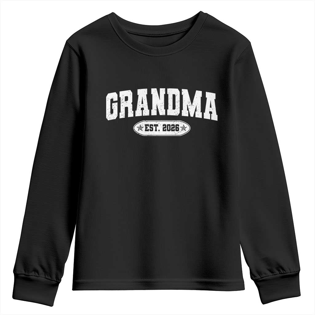 Grandma Est 2026 Youth Sweatshirt Promoted To Grandparents Mothers Day TS10 Black Print Your Wear
