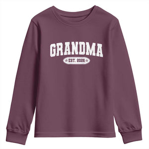 Grandma Est 2026 Youth Sweatshirt Promoted To Grandparents Mothers Day TS10 Maroon Print Your Wear