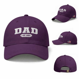 New Dad 2026 Baseball Cap Promoted To Daddy Est 2026 TS10 Baseball Cap Universal Fit Purple Print Your Wear