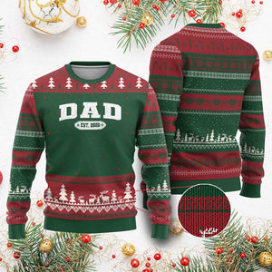 New Dad 2026 Ugly Christmas Sweater Promoted To Daddy Est 2026 TS10 Red Green Print Your Wear