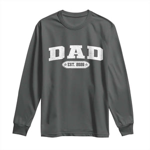 New Dad 2026 Long Sleeve Shirt Promoted To Daddy Est 2026 TS10 Dark Heather Print Your Wear