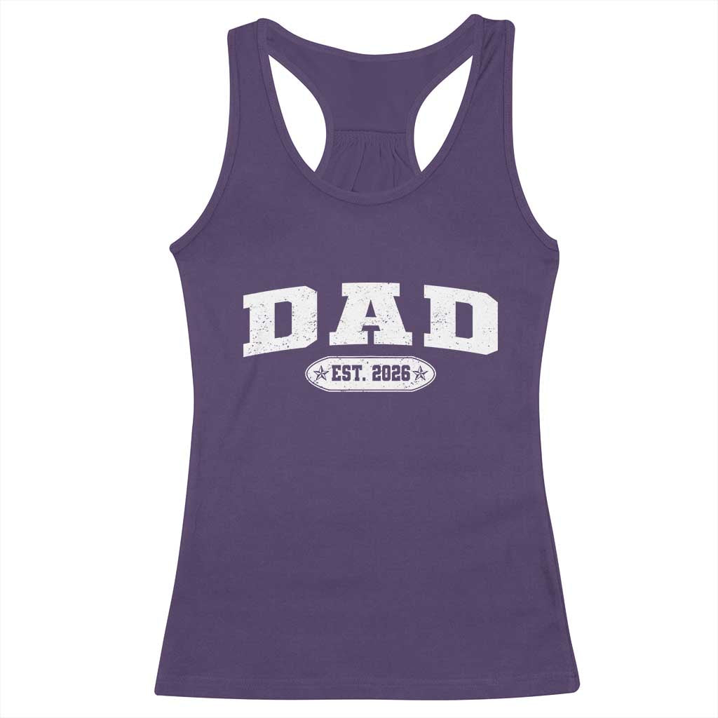 New Dad 2026 Racerback Tank Top Promoted To Daddy Est 2026 TS10 Purple Print Your Wear