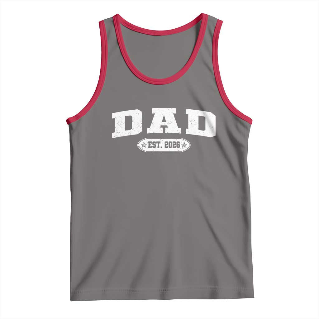 New Dad 2026 Tank Top Promoted To Daddy Est 2026 TS10 Deep Heather Red Print Your Wear