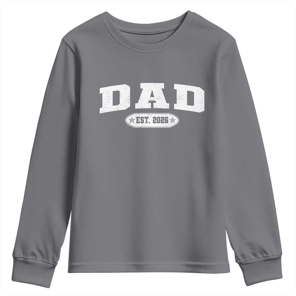 New Dad 2026 Youth Sweatshirt Promoted To Daddy Est 2026 TS10 Charcoal Print Your Wear