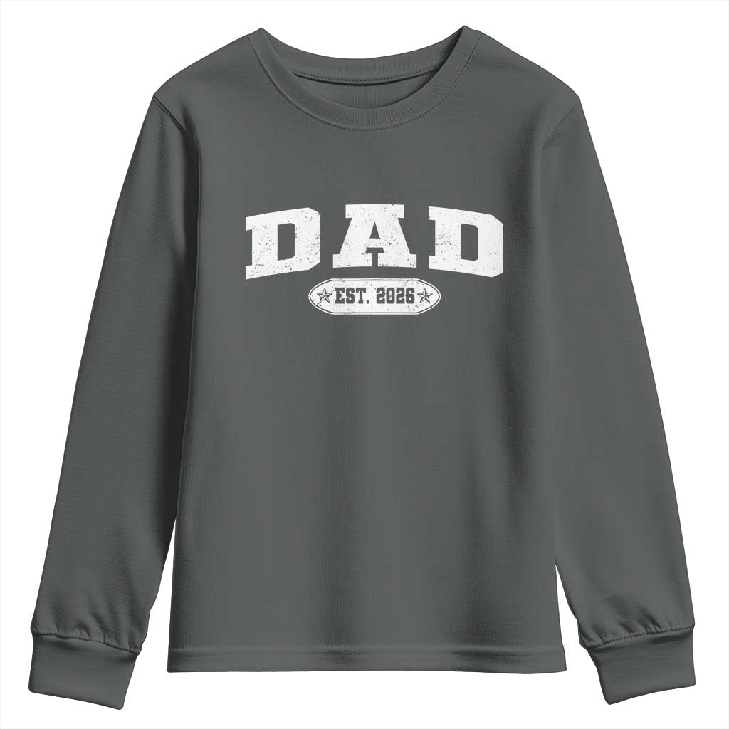 New Dad 2026 Youth Sweatshirt Promoted To Daddy Est 2026 TS10 Dark Heather Print Your Wear
