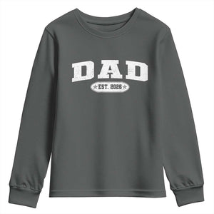 New Dad 2026 Youth Sweatshirt Promoted To Daddy Est 2026 TS10 Dark Heather Print Your Wear