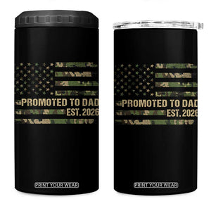Promoted To Dad Est 2026 4 in 1 Can Cooler Tumbler Retro Camo American Flag TS10 One Size: 16 oz Black Print Your Wear