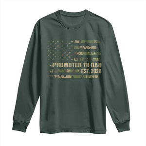 Promoted To Dad Est 2026 Long Sleeve Shirt Retro Camo American Flag TS10 Dark Forest Green Print Your Wear