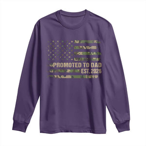 Promoted To Dad Est 2026 Long Sleeve Shirt Retro Camo American Flag TS10 Purple Print Your Wear