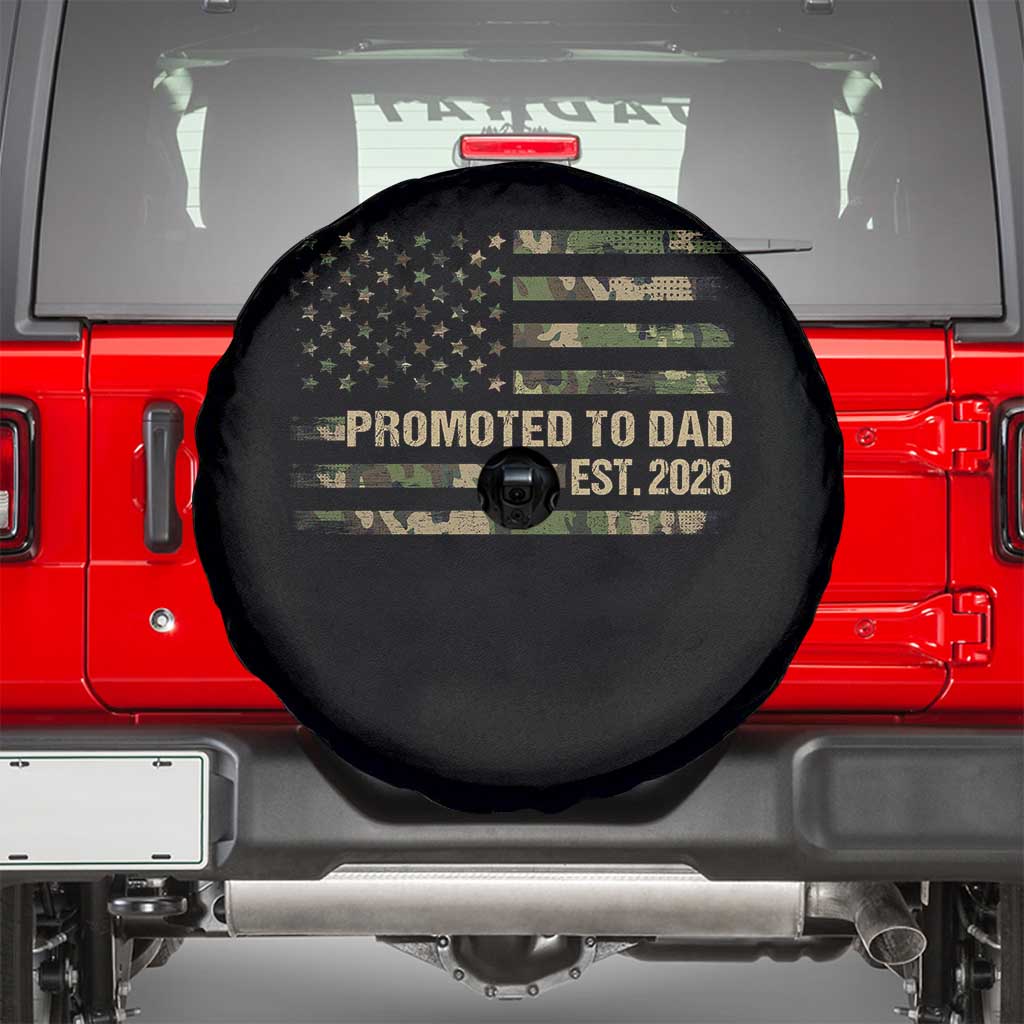 Promoted To Dad Est 2026 Spare Tire Cover Retro Camo American Flag TS10 Black Print Your Wear