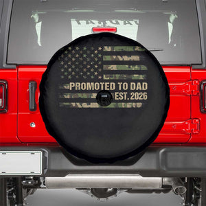 Promoted To Dad Est 2026 Spare Tire Cover Retro Camo American Flag TS10 Black Print Your Wear