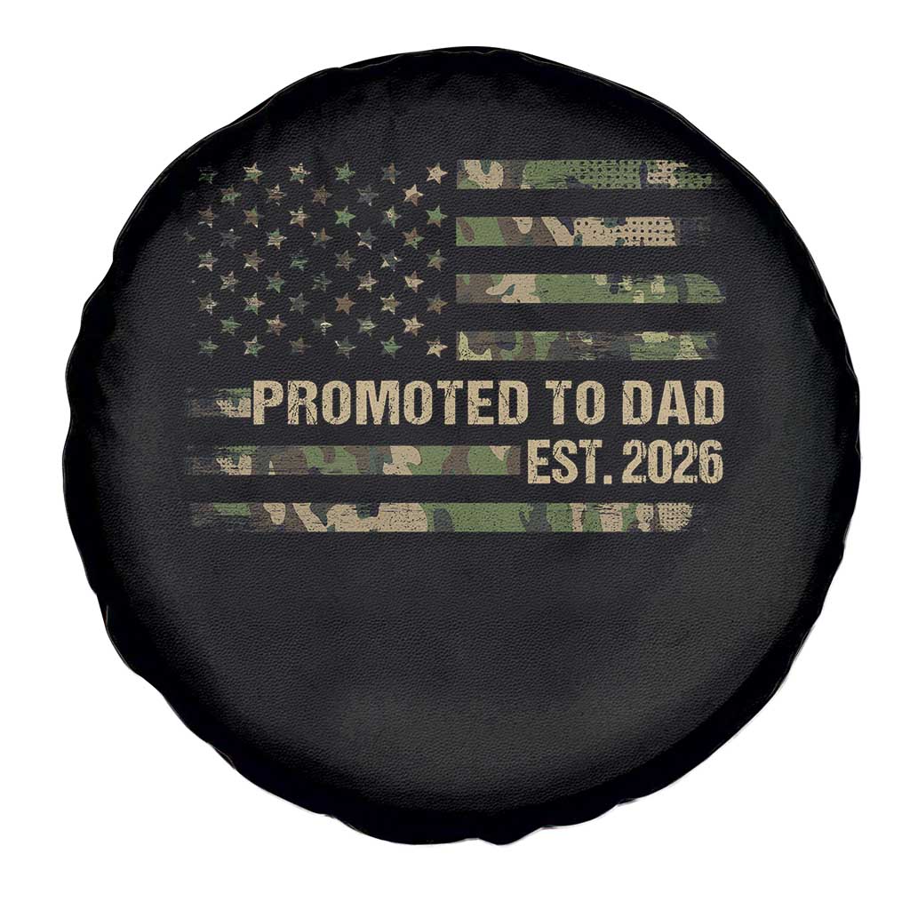 Promoted To Dad Est 2026 Spare Tire Cover Retro Camo American Flag TS10 Print Your Wear