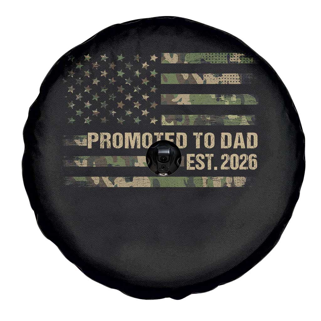 Promoted To Dad Est 2026 Spare Tire Cover Retro Camo American Flag TS10 Print Your Wear