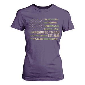 Promoted To Dad Est 2026 T Shirt For Women Retro Camo American Flag TS10 Purple Print Your Wear