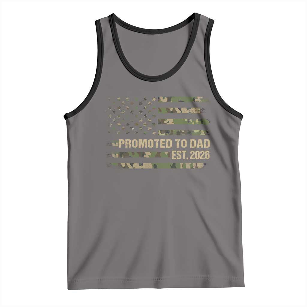 Promoted To Dad Est 2026 Tank Top Retro Camo American Flag TS10 Deep Heather Black Print Your Wear