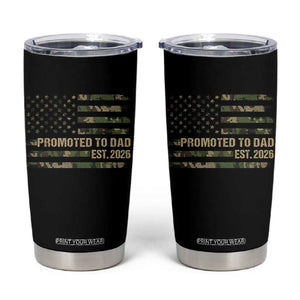 Promoted To Dad Est 2026 Tumbler Cup Retro Camo American Flag TS10 Black Print Your Wear