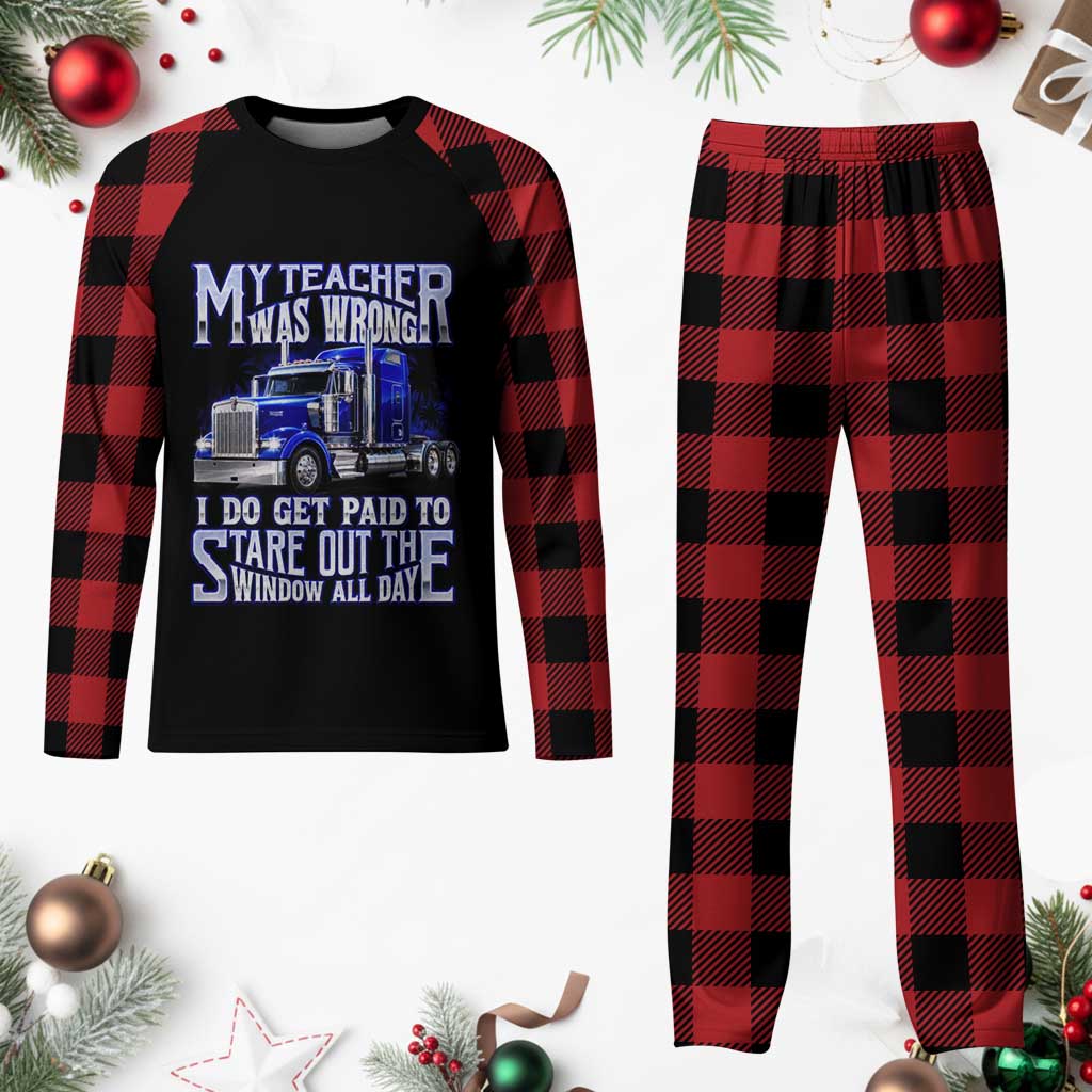 Funny Truck Driver Plaid Pajama Set My Teacher was Wrong Trucker Gift TS10 Buffalo Plaid Print Your Wear