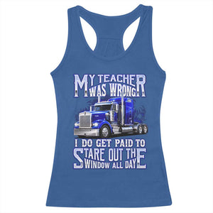 Funny Truck Driver Racerback Tank Top My Teacher was Wrong Trucker Gift