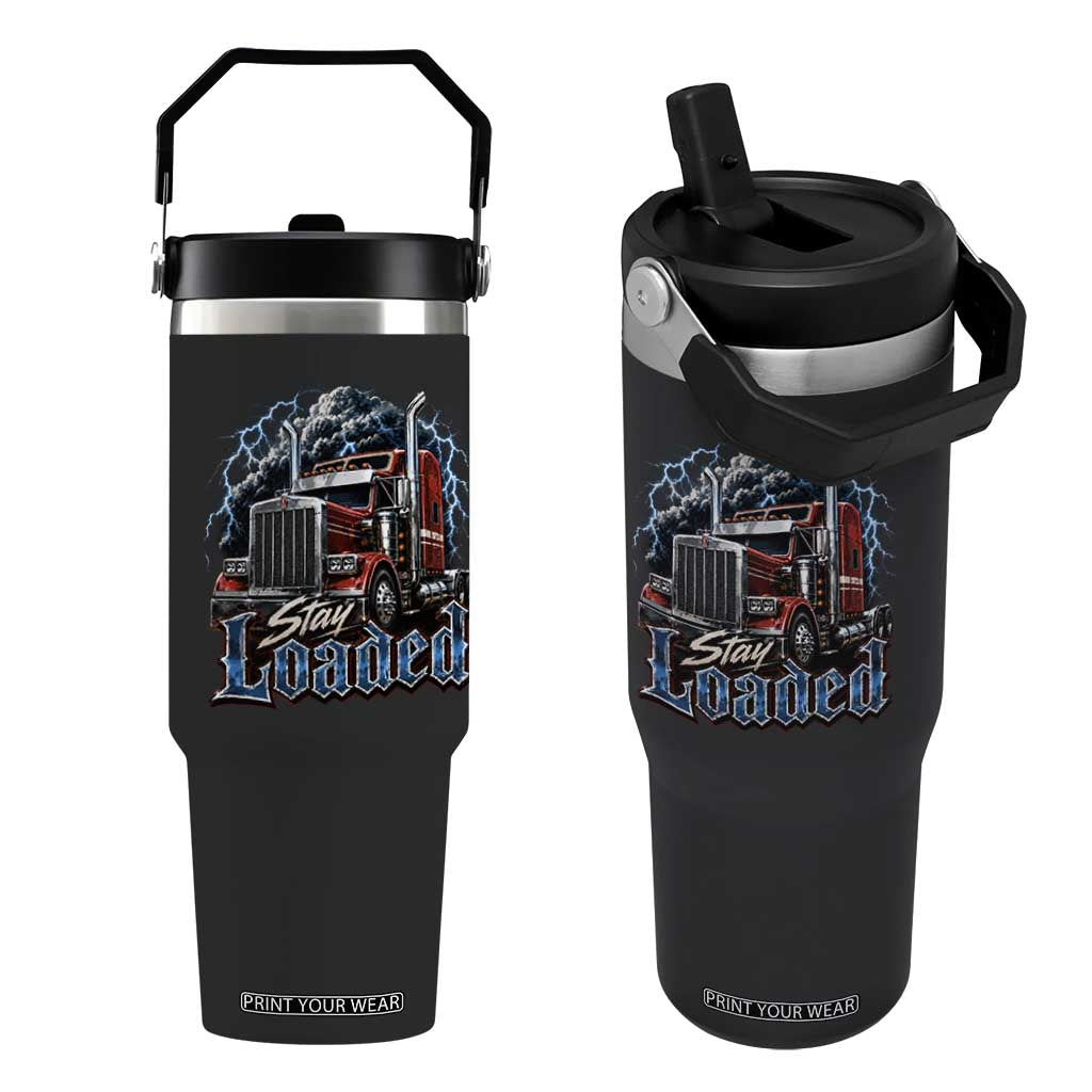 Truck Driver Flip Straw Tumbler Funny Trucker Husband Big Rig Semi Trailer Truckin