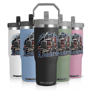 Truck Driver Flip Straw Tumbler Funny Trucker Husband Big Rig Semi Trailer Truckin